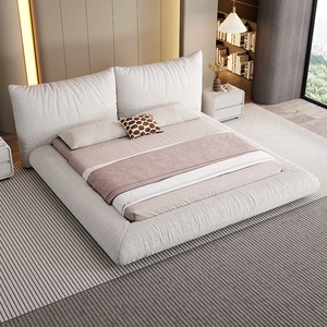 Letto in Tessuto Stile Crema, Moderno Minimalista di Lusso Leggero con Contenitore Tatami, Letto Matrimoniale per Camera da Letto Padronale - Product Image 3