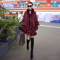 Manteau pull à capuche de maternité style européen et américain pour l'automne/hiver, avec col en fausse fourrure de lapin Rex, pour le marché transfrontalier