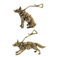 Ornement en laiton de chien de chasse de la police, décoration d'exposition, laisse pour chien, artisanat