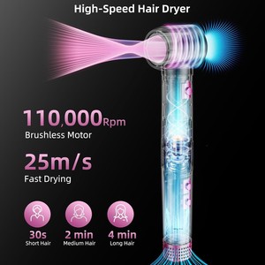 5 In 1 Hot Air Comb Multi Functional Hair Dryer With Auto Curling Negative Ion Brushless Motor Pink And Black - Product Image 3