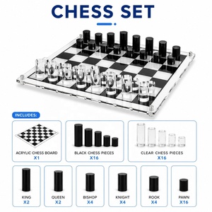 Jeu d'échecs en acrylique transparent de qualité supérieure pour la <span class=keywords><strong>décoration</strong></span> de table basse, taille et couleur personnalisées, vente en gros directe d'usine - Product Image 2