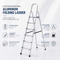 Échelle télescopique pliante en aluminium multi-usages OEM à 6 marches, conforme à la norme EN131, pour les travaux de construction domestique