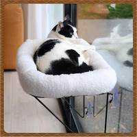 Hamac de fenêtre pour chat avec support métallique inférieur et lit spacieux et chaud pour chats de grande taille et chatons