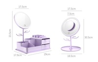 Grand miroir LED de maquillage de stockage de cosmétiques Grand miroir organisateur de maquillage cosmétique Bon marché Meubles de table Vanity Miroir LED