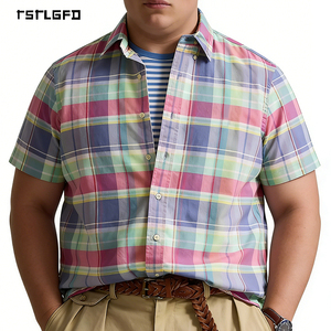 Oem Men'S Plaid Short Sleeve Shirt Plus Size Lightweight Cotton Poplin Gots Certified Custom Logo Button <b>Down</b> Private Label - Product Image 2