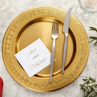 Assiettes de service en métal de 30 cm et 33 cm, grandes assiettes de table en acier inoxydable à motif clé grecque pour mariages et réceptions