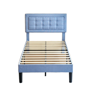 Односпальная кровать в кобуре, каркас матраса, основа на липучке, деревянная планка, поддержка легкой сборки, синяя кровать с мягкой платформой, Твин - Product Image 6