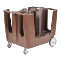 Chariot de rangement réglable pour assiettes et vaisselle, couleur marron/gris/noir, en PE