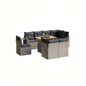 Conjunto de Sofá de Jardín de Ratán Gris, 6 Plazas, Resistente a la Intemperie, Muebles de Exterior de Diseño Contemporáneo - Product Image 1