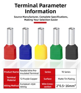 CNXI Série <span class=keywords><strong>TE</strong></span> 1000 pièces/sac 6 mm Embouts de câblage isolés en nylon double, en cuivre étamé, à sertir pour câbles - Product Image 1