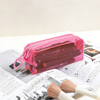 Trousse à crayons grande capacité avec fermeture éclair, sac cosmétique coloré et original, pochettes à crayons créatives en PVC avec grande fermeture éclair pour filles