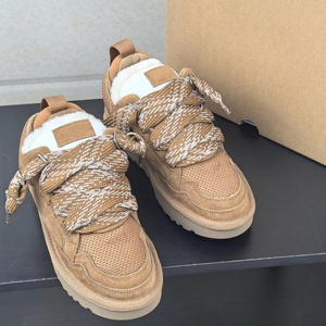 Botas de Nieve de Diseño de Lujo, Marca de Lujo, Estilo Clásico para Mujer, Plataforma de Piel de Oveja, Malla de Algodón, con Cordones - Product Image 3