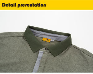 Chemise à manches courtes en tricot uni pour homme, coupe classique vintage, séchage rapide, avec col contrasté pour les sports de plein air - Product Image 5