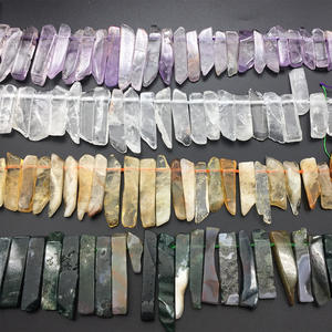 หินคริสตัลแท้ธรรมชาติสำหรับทำเครื่องประดับ  แท่งคริสตัลหลากสีแบบขายส่งสำหรับจี้  คริสตัลแบบร้อยร้อยเจาะรู - Product Image 2