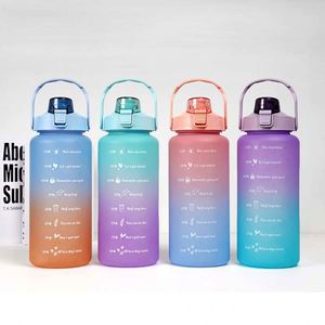 Botella de agua de gran capacidad, 2000ml, escala de tiempo, taza espacial, tapa emergente portátil para exteriores, taza de agua de Color progresivo pintada con aerosol - Product Image 2