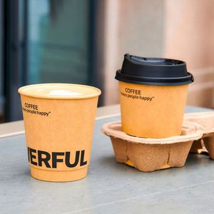 Gobelets à café jetables personnalisés en papier kraft avec couvercles, épaissis, isolants, de qualité alimentaire, pour boissons froides - Product Image 2