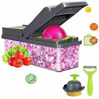 Hete Aanbieding 16-in-1 Handmatige Groentensnijder Nieuwe Siliconen Ui & Wortel Snijder met Spatel voor Keuken Voedsel Snijder