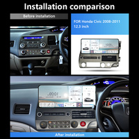 Autoradio Android Meihua 12,3 pouces, lecteur DVD multimédia pour Honda Civic 2008-2011, écran de tableau de bord