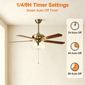 Ventilatore da Soffitto in Stile Americano con Luce, Telecomando e Motore Inverter in Acciaio Inox Retrò per Soggiorno, Camera da Letto, Sala da Pranzo e Casa - Product Image 5