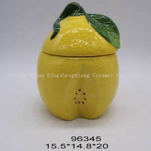 Porcelain Cookie Fruit <strong>Lemon</strong> Shaped Ceramic Hand-painted Sugar Salt Candy <strong>Jar</strong> Cookie <strong>Jars</strong> - Product Image 2