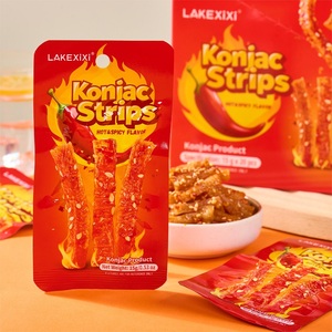LAKEXIXI Tiras de Konjac Masticables Picantes, Snack Vegano, Bolsa de 15g, Bajo en Calorías, Alto en Fibra, Venta al por Mayor, Listo <span class=keywords><strong>para</strong></span> <span class=keywords><strong>Comer</strong></span> - Product Image 1
