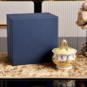 Luxurious American Style <b>Ceramic</b> Bone China Tableware Set with Golden Sugar Container and Teapot for Gift-Giving - Product Image 3