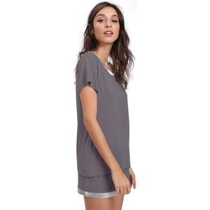 Ensemble pyjama femme personnalisé, manches courtes, vêtements de nuit doux en viscose de bambou, haut et short - Product Image 1