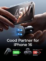 Chargeur de voiture rapide LISEN 90W PD 45W QC 3.0 double port USB-C, adaptateur allume-cigare métallique à charge rapide pour iPhone 17 Galaxy S25
