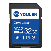 Carte mémoire SD en plastique Youlen Consumer Series 32 Go 64 Go 128 Go 256 Go 512 Go Haute vitesse V30 V10 CLASS10 U3 U1 Vente en gros personnalisée