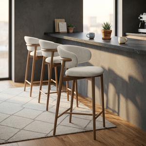 Modern Upholstered Solid Wood <b>Bar</b> <b>Stool</b> with Fabric Seat Counter <b>Height</b> Dining Chair for Home Gym Cafe - Product Image 1
