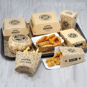 Kaplı elişi kağıdı <span class=keywords><strong>Burger</strong></span> kutusu beyaz Kraft dışında menteşeli kapaklı beyaz karton Hamburger kutusu kızarmış tavuk kutusu - Product Image 2