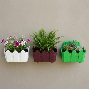 Wholesale Rustic <b>Picket</b> <b>Fence</b> Wall Mounted Planters <b>Plastic</b> Hanging Flower Pots for Vertical Garden Vietnam Factory OEM - Product Image 1