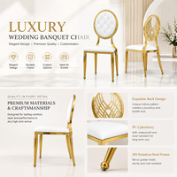Chaise d'événement de luxe moderne avec siège en PU et structure en acier inoxydable doré miroir pour mariage, hôtel, banquet - Vente en gros de mobilier
