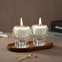 Bocaux à bougies en verre personnalisés de qualité supérieure pour l'aromathérapie et la décoration de la maison de luxe, contenants ronds transparents pour bougies chauffe-plat en gros