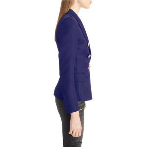 Top qualité blanc Blazer femmes mince élégant Blazers veste femmes ajustement Glod boutons Double boutonnage Blazer Femme - Product Image 5
