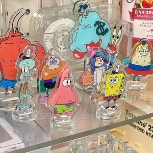 Cartoon SpongeBob Acrylic Two Dimensional Funny Decoration Custom Patrick Star Keychain with Woven Rope Lanyard