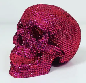 Handmade life size 3D bling bling rhinestone diamond glass crystal stone skull model for art decoration gift