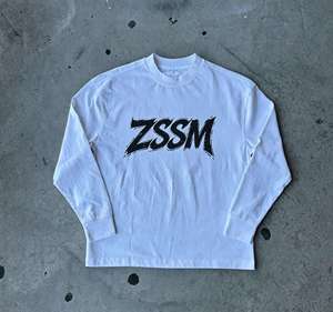 T-shirt a maniche lunghe vintage personalizzata, lavata e strappata, in due pezzi, con logo OEM in strass, stile Y2K, grigio scuro, effetto destroyed, con bordi grezzi - Product Image 5