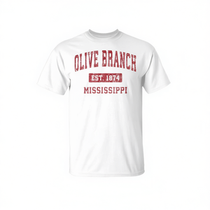 Olive Branch Mississippi Est 1874 T-shirt rouge vintage - Product Image 2