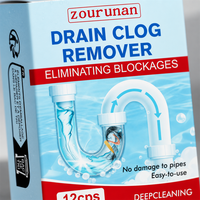 Zourunan 12 comprimés déboucheurs de canalisations 11,5 cm de hauteur Nettoyant pour tuyaux d'évier Élimine les blocages Vente en gros Marque privée