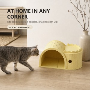 Casa <span class=keywords><strong>para</strong></span> Gatos de Fieltro de Poliéster Ecológica, Cama Desmontable Tipo Cueva, Refugio Interior <span class=keywords><strong>para</strong></span> Mascotas, Montaje sin Clavos, Túnel, Caja Tipo Condo <span class=keywords><strong>para</strong></span> Gatitos Pequeños - Product Image 1