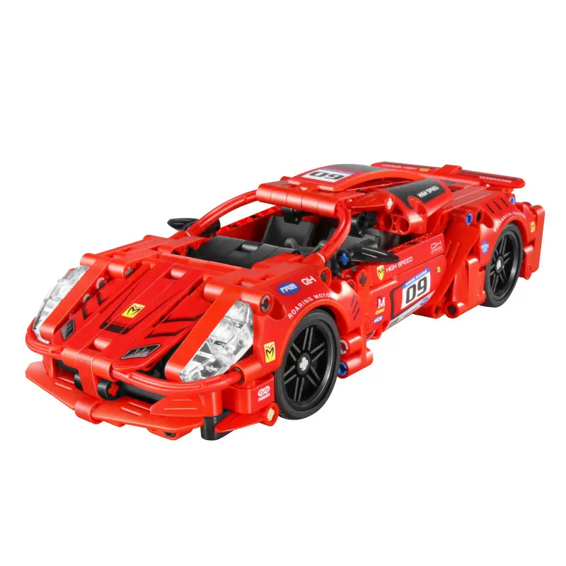 437pcs Creative Red Pull Back Car Model Intelligent Technology Toy Educational Kit Supercar For Kids