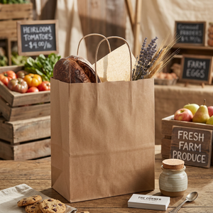 Bolsas de Papel para Almacenamiento de Alimentos con Asas de Cuerda de Algodón Biodegradable y Ecológicas, Diseño Personalizado, Colores a Medida, Bolsa de Kraft Resistente - Product Image 5