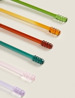 Cuillère à mélanger personnalisée en verre à haute teneur en borosilicate de couleur bonbon mignon Agitateurs de thé expresso en verre
