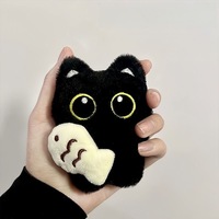 Porte-clés en peluche doux de haute qualité, motif dessin animé, chat et poisson, accessoires mignons