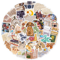 Autocollant de journal à la mode vintage esthétique, 50 pièces