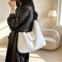 Nouveauté 2027 Sac à bandoulière en peluche douce grande capacité pour femme, style coréen, sac sous le bras à sangle unique en peluche douce