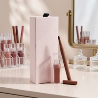 Lots de cosmétiques pour les lèvres en gros, marque privée, gloss à lèvres au peptide et crayon à lèvres, coffret cadeau rose, 8 couleurs