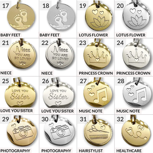 Collier personnalisé Jietao avec pendentif en forme de disque, plaqué <span class=keywords><strong>or</strong></span> 18 carats, en acier inoxydable, gravé sur mesure, résistant au ternissement, étanche - Product Image 2