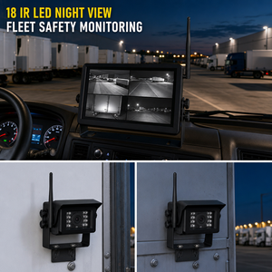 Système de caméra de recul sans fil 9 pouces 1080P 2,4 GHz avec 4 caméras IR 12-36V IP68 et moniteur à écran partagé pour camion, bus, camping-car, <span class=keywords><strong>remorque</strong></span> - Product Image 6